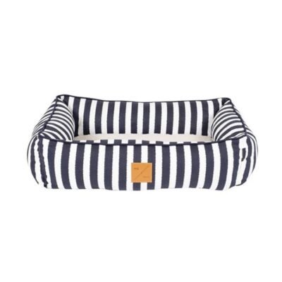 Mog & Bone Bolster Dog Bed - Navy Hamptons Stripe - Large