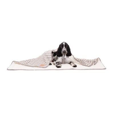 Mog & Bone Soft Reversible Pet Blanket Latte Inverse Mosaic