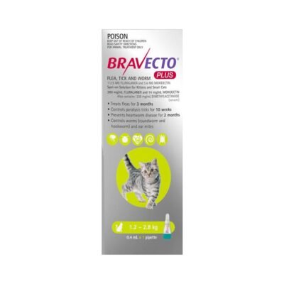 Bravecto Plus For Small Cats 1.2 â€“ 2.8 Kg (Green) 1 Pack