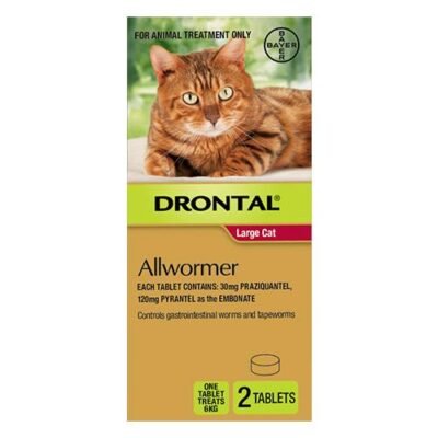 Drontal Wormers For Large Cats 6kg 2 Tablet