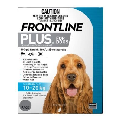 Frontline Plus For Medium Dogs 10 To 20kg Blue 9 Pipettes