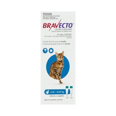 Bravecto Spot On For Medium Cats 2.8 - 6.25 Kg Blue 4 Pipettes