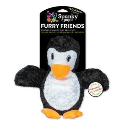 Spunky Pup Penguin With Ball Squeaker  1 Pack