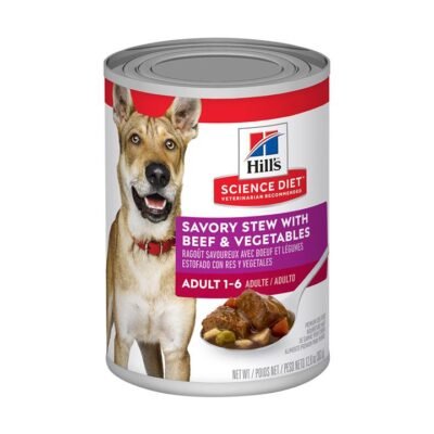 Hill's Science Diet Adult 1-6 Savory Stew With Beef & Vegetables Wet Dog Food 363gm 12 Cans