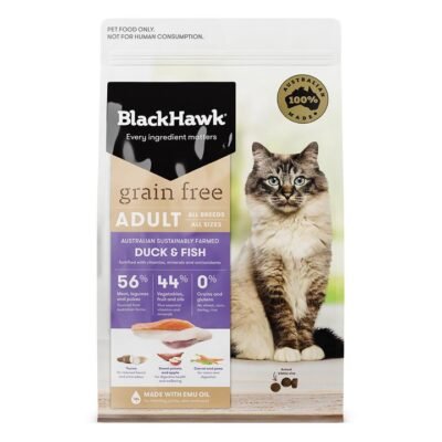 Black Hawk Grain Free Duck And Fish Adult Cat Dry Food   1.2 Kg