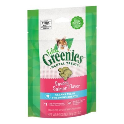 Greenies Feline Savory Salmon Flavor Dental Cat Treats 130 Gm 1 Pack
