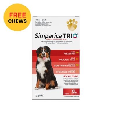 Simparica Trio For Xlarge Dogs 40.1-60kg Red 3 Chews + 1  Free