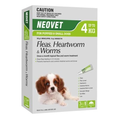 Neovet Flea And Worming For Puppies And Small Dogs Upto 4kg Green 3 Pack