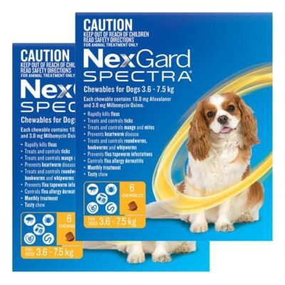 Nexgard Spectra Small Dogs 3.6 - 7.5kg Yellow 12 Pack