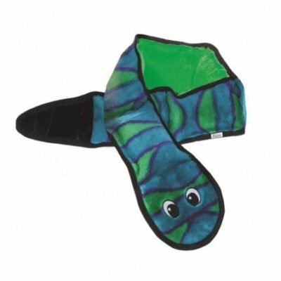 Invincibles Snake Squeaker Dog Toy Blue/Green - New Colours! - 6 Squeaker