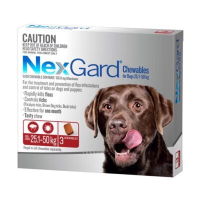 NEXGARD FOR DOGS 25.1-50KG - Red 3 Pack