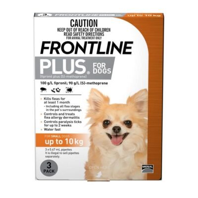 Frontline Plus Flea & Tick Protection for Dogs up to 10kg - 3 Pack