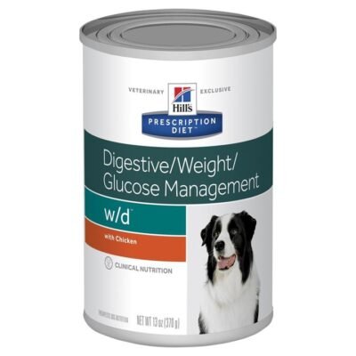 Hills Prescription Diet w/d Digestive/Weight/Glucose Management Dog Food 370g x 12 Cans