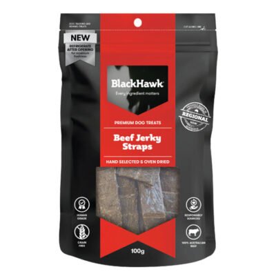 Black Hawk Beef Jerky Straps Dog Treats  300 Gm