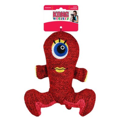Kong Woozles Plush Squeaker Toy For Dogs - Red Alien 1 Pack