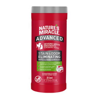 Nature's Miracle Advanced Stain & Odor Eliminating Wipes For Dogs & Cats  30 Pack