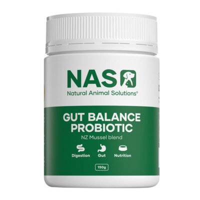 Natural Animal Solutions (Nas) Gut Balance Probiotic Supplement For Dogs And Cats - Nz Mussel Blend 150 Gm