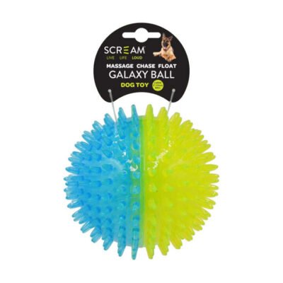 Scream Galaxy Ball Dog Toy - Loud Green And Blue 1 X 13cm - Large