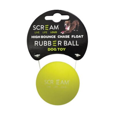 Scream Rubber Ball Dog Toy - Loud Green 1 X 6cm - Medium