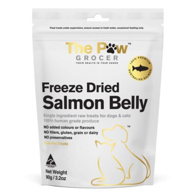 The Paw Grocer Freeze Dried Salmon Belly Dog And Cat Treats  90 Gm