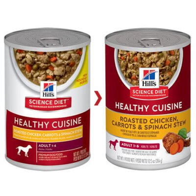 Hill's Science Diet Healthy Cuisine Adult 1-6 Roasted Chicken, Carrots & Spinach Stew Wet Dog Food 354gm 12 Cans